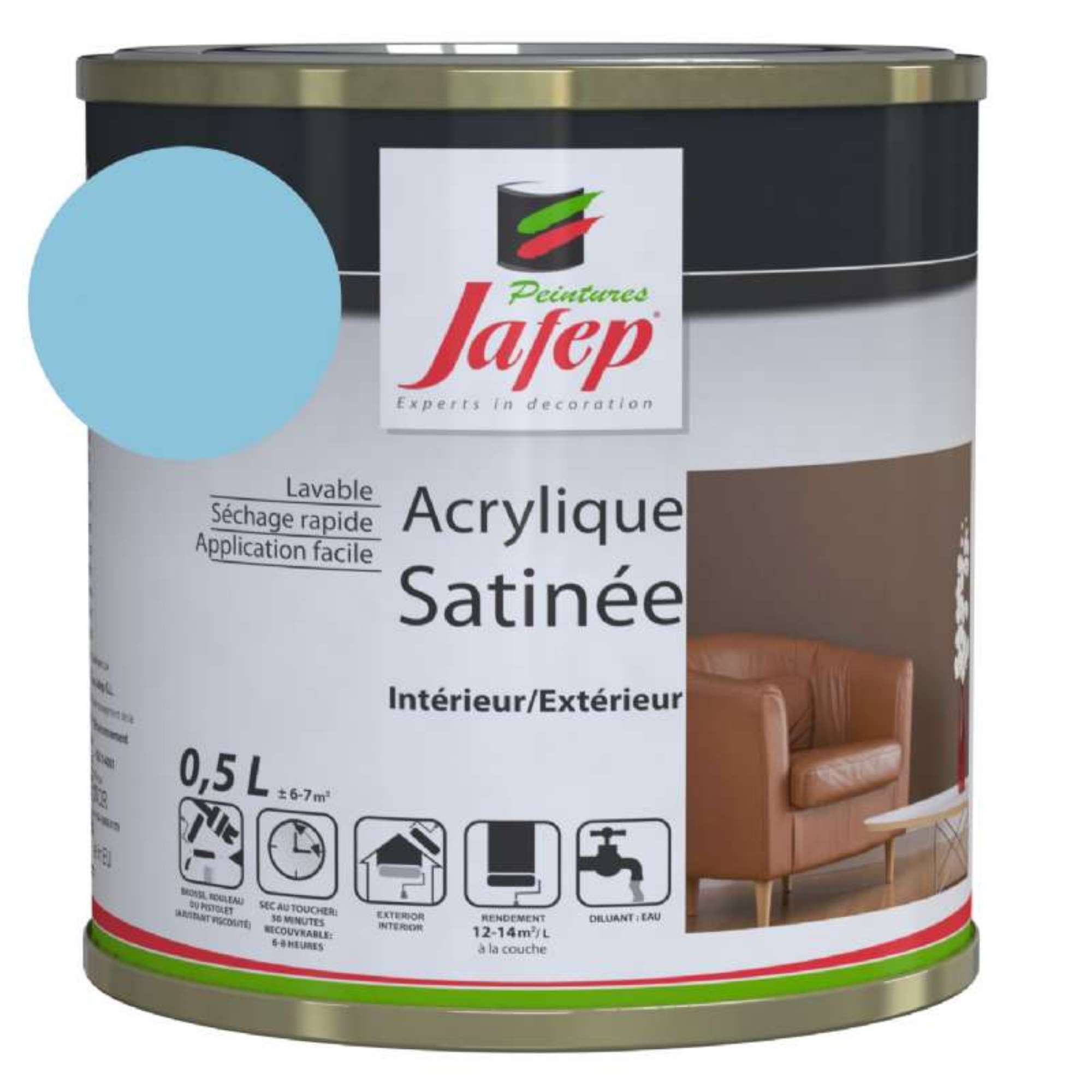 Peinture Acrylique Satin E Bleu Cara Bes Jafep L Leroy Merlin