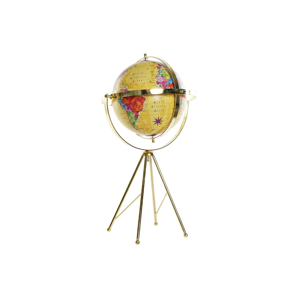 Globe Terrestre Dkd Home Decor Dor M Tal Jaune Multicouleur X X