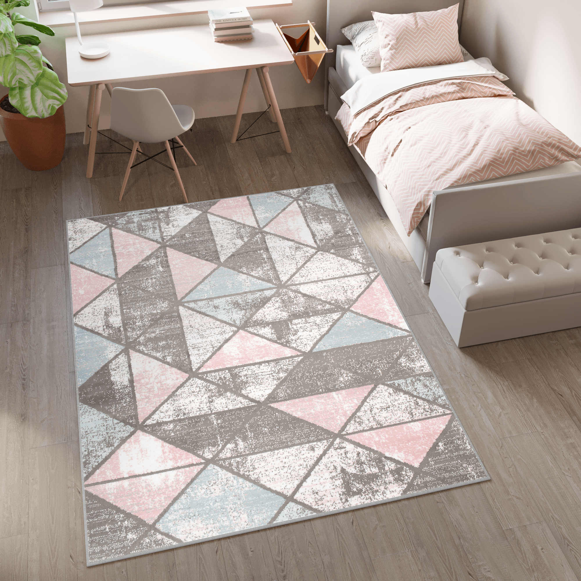 Tapiso Baby Tapis De Chambre Enfant B B Jeu Gris Blanc Rose Bleu