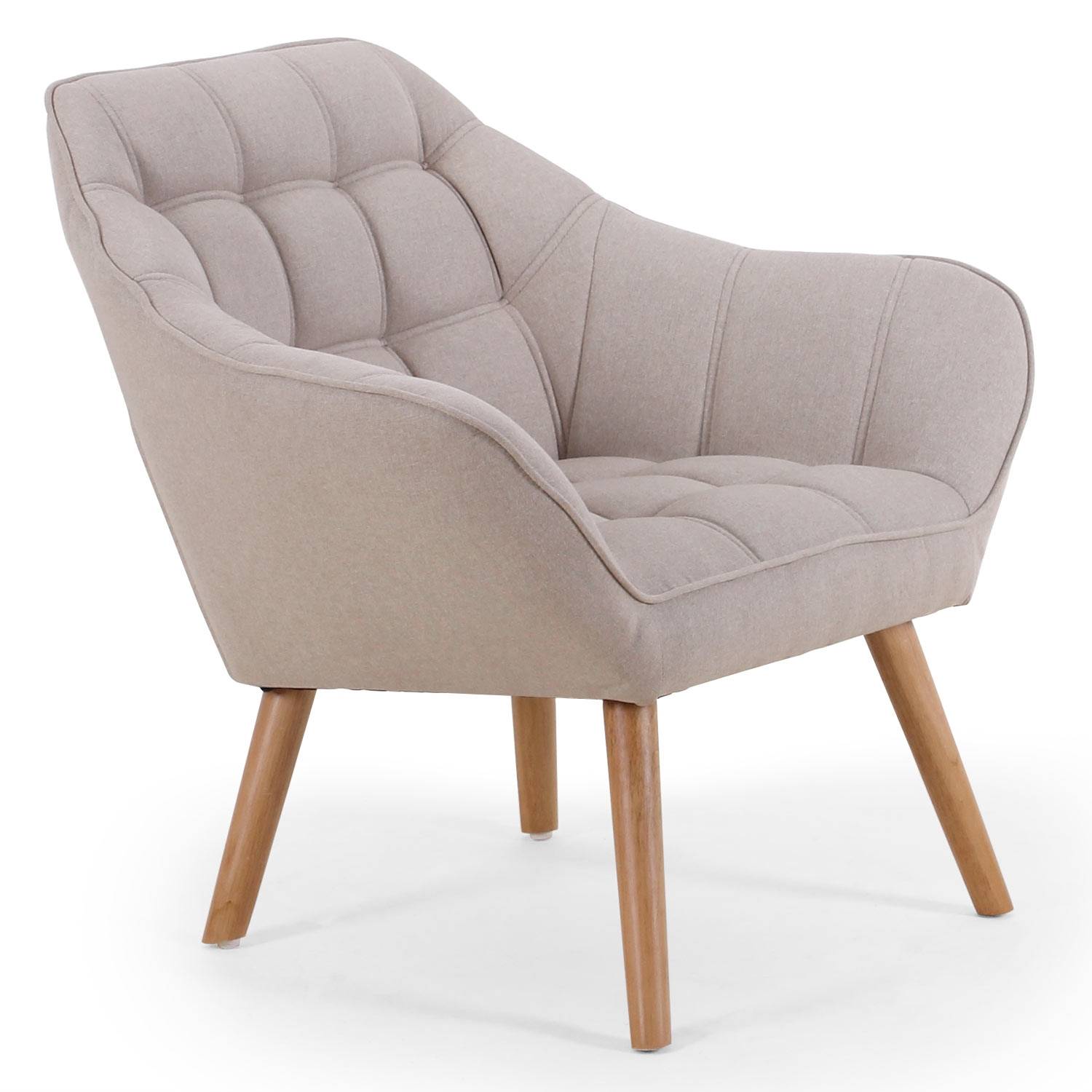 Fauteuil Scandinave Zentao Tissu Beige Leroy Merlin