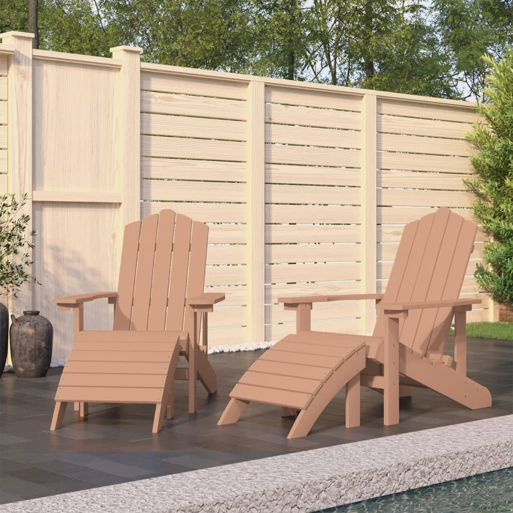 Chaises De Jardin Adirondack Pcs Avec Repose Pieds Pehd Marron Vidaxl