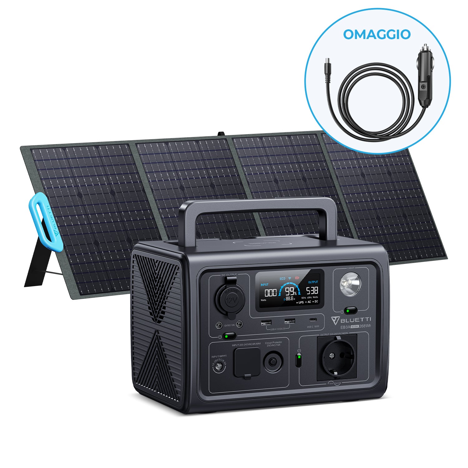 Power Station BLUETTI EB3A Con PV200 Pannello Solare Incluso 268Wh