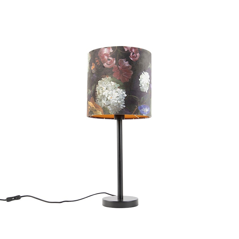 Lampada Da Tavolo Romantica Nera Paralume Fiore Cm Simplo Leroy