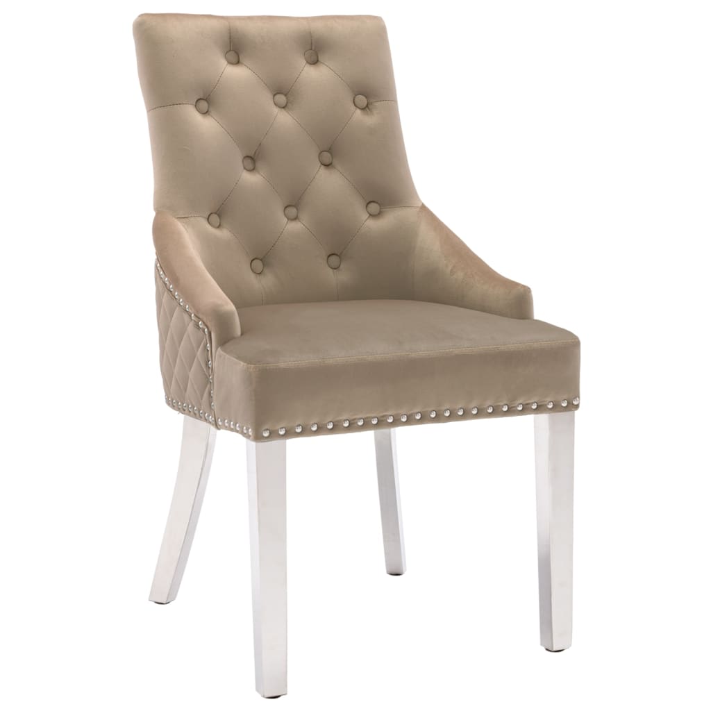 Chaise de salle à manger capitonnée velours gris clair King Leroy Merlin