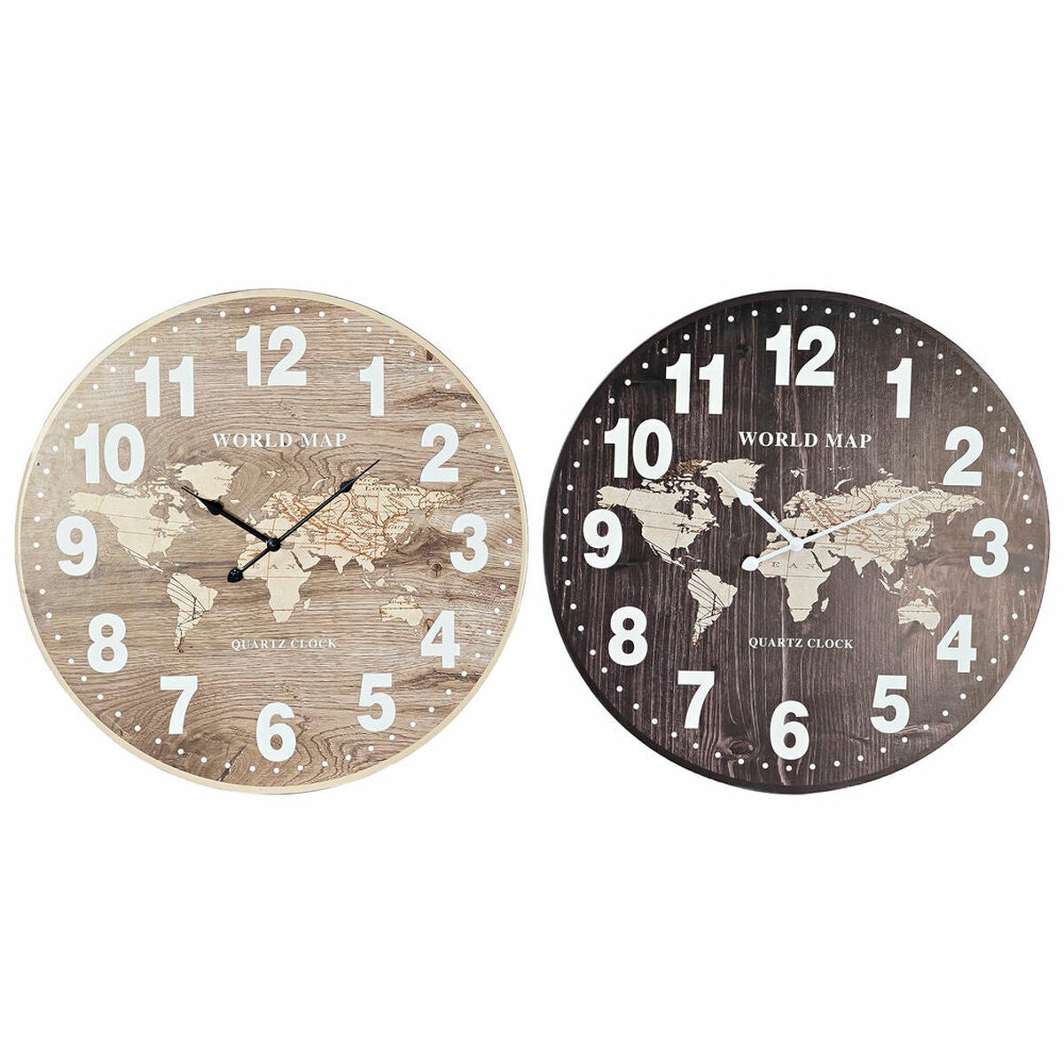 Horloge Murale DKD Home Decor Noir Bois MDF Mappemonde Marron Clair 2