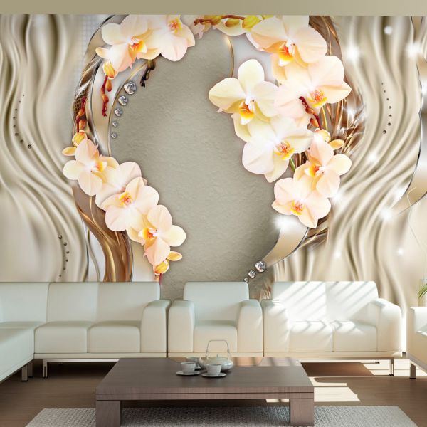 Papier Peint Intiss Fleurs Wreath Of Orchids Taille X Cm