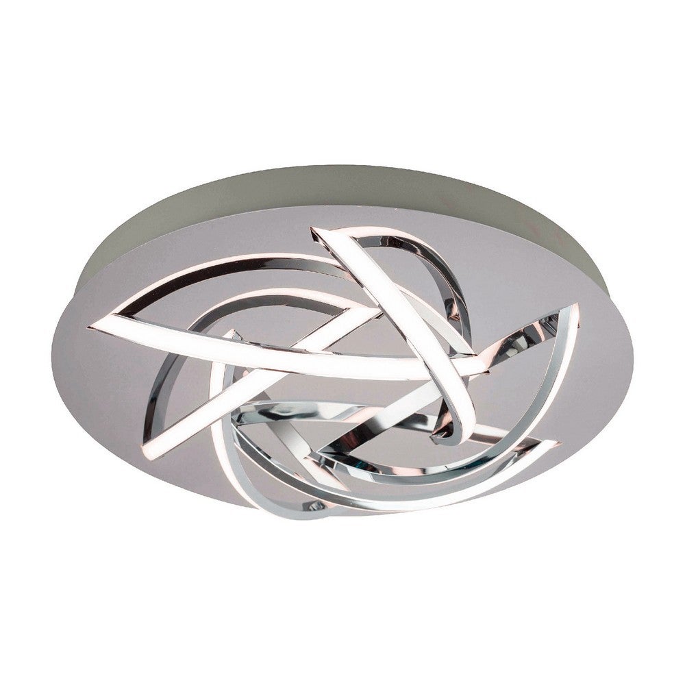 Italux Agaton Plafonnier Affleurant Led Moderne Chrome Blanc Chaud