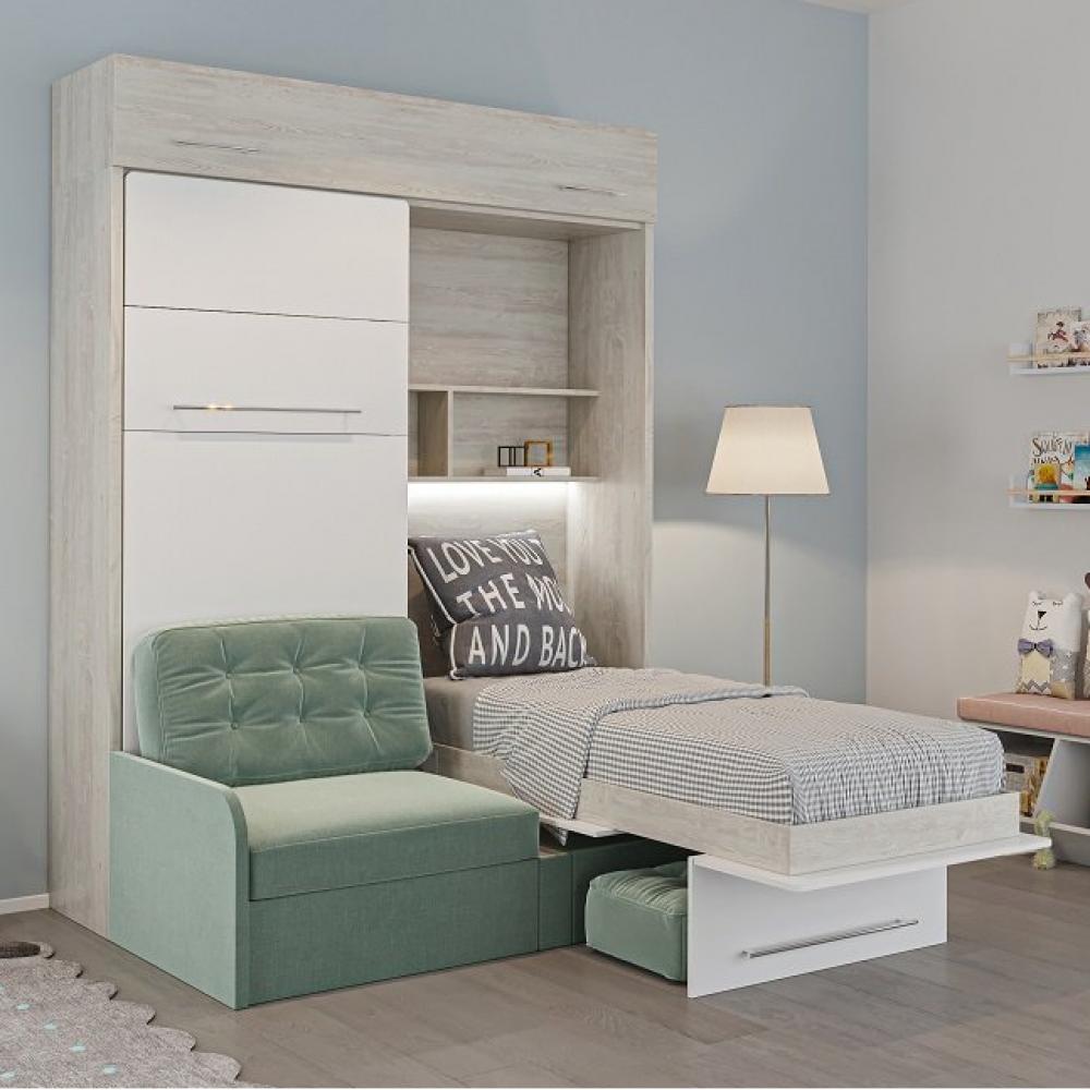 Duo Sofa Armoire Lit Escamotable Surmeuble Canap Azur X