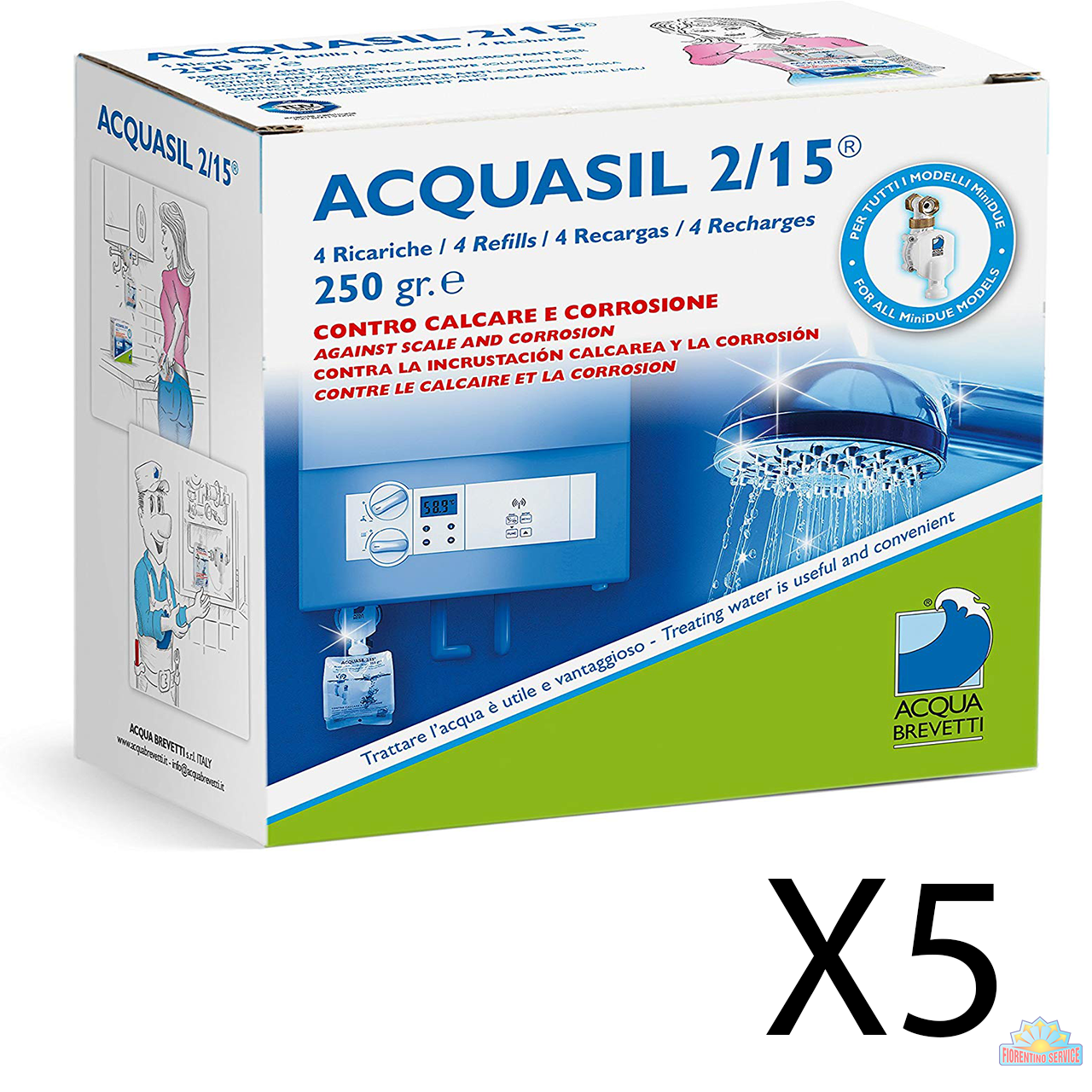 Acqua Brevetti Confezione 4 Ricariche ACQUASIL 2 15 GR 250 PC100 5