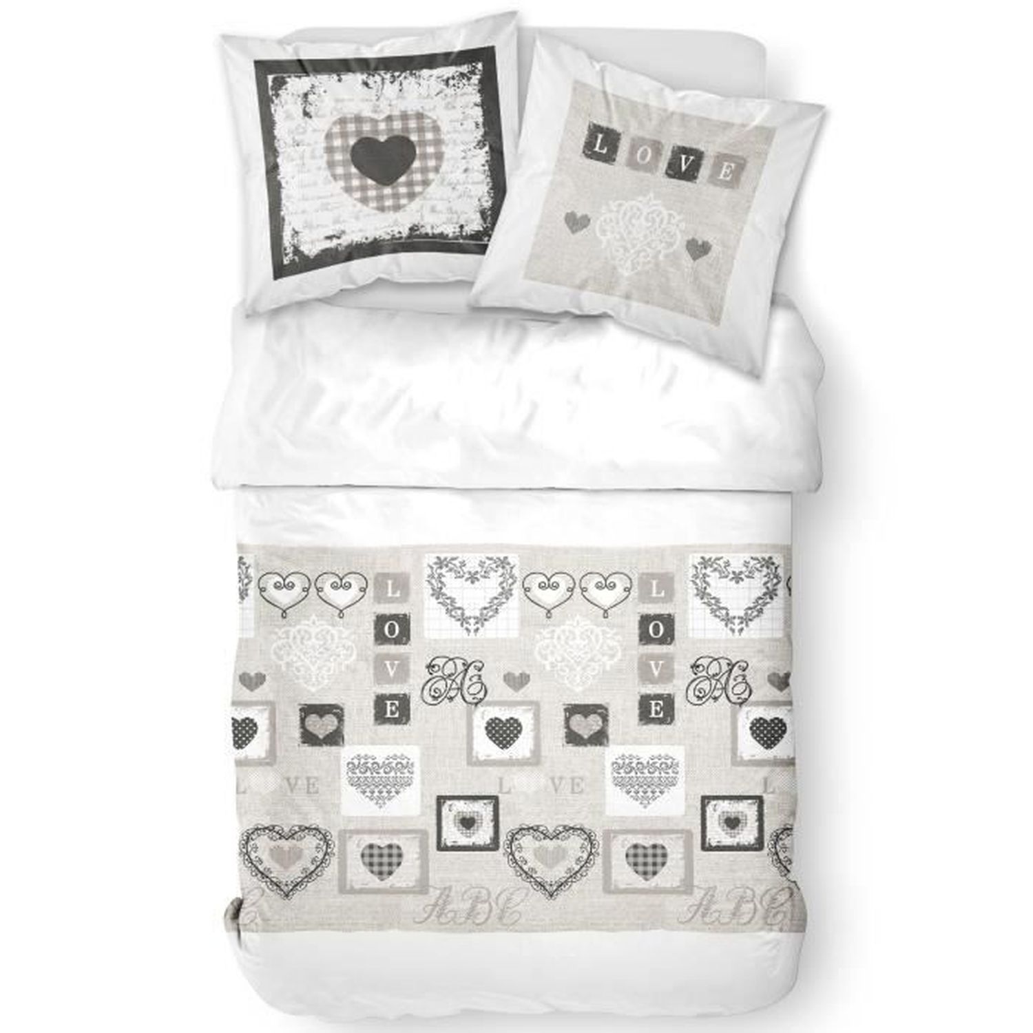 Set Biancheria Da Letto In Cotone X Cm Stampa White Eden