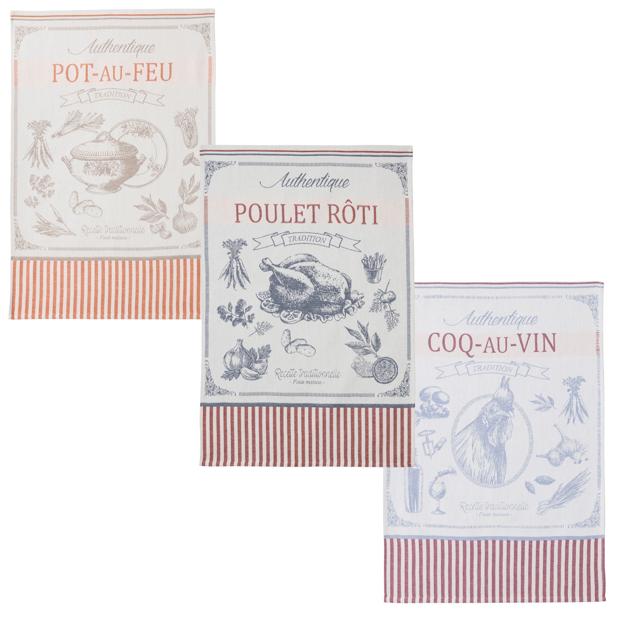 Lot De Torchons Jacquard Pur Coton Plats Familiaux Leroy Merlin