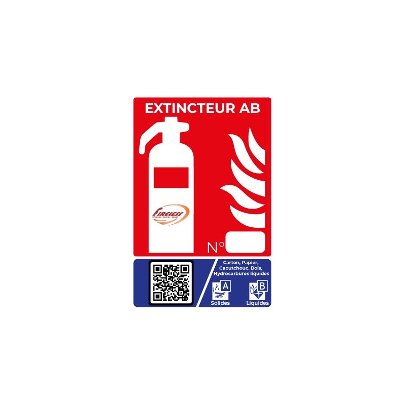 Panneaux Extincteur Classe AB Avec QRcode De Formation FIRELESS Leroy