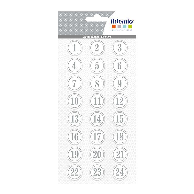 Autocollants Puffies D Xl Calendrier De L Avent Ronds Argent S