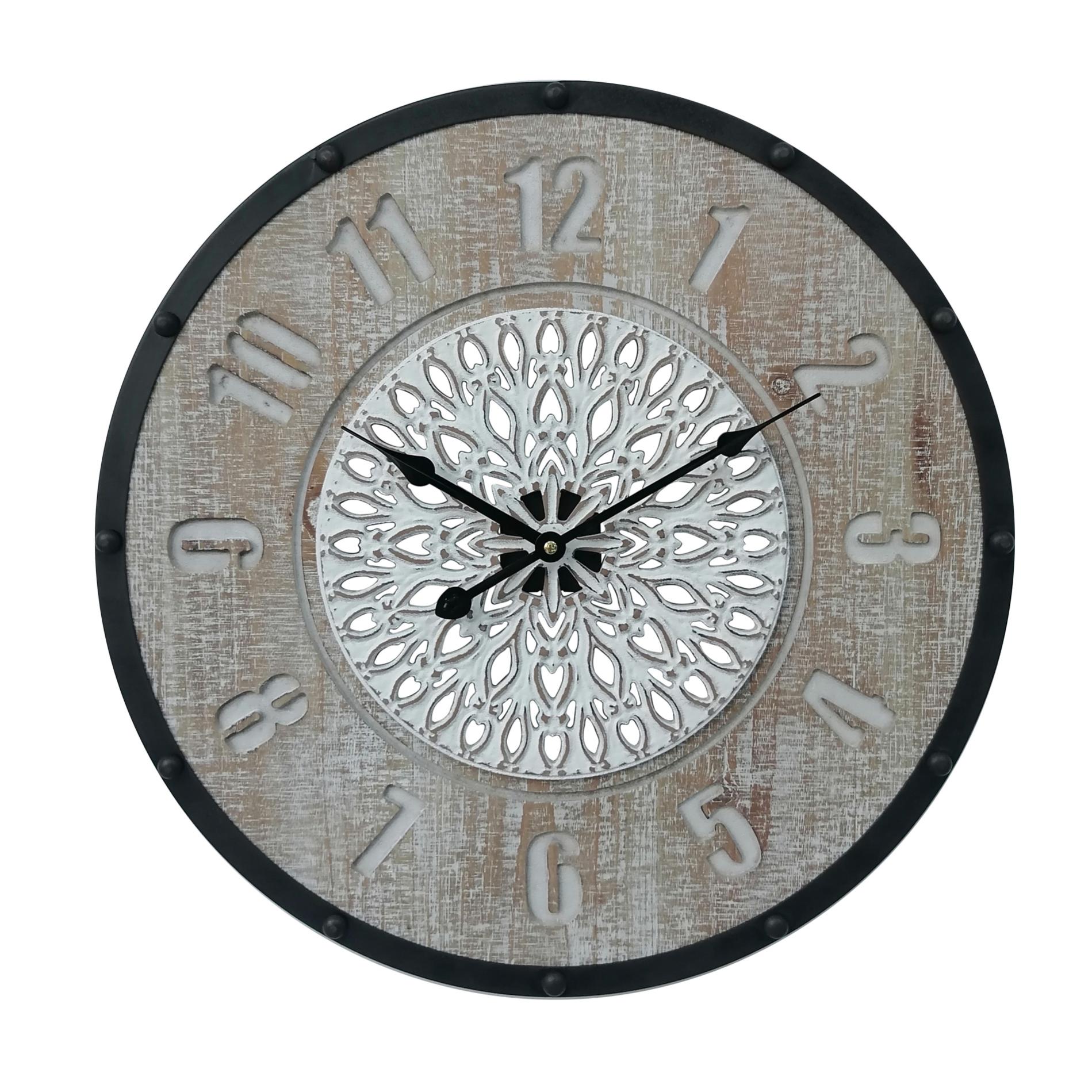 Rebecca Mobili Horloge Suspendue Horloges Murales Brun Noir Mdf M Tal