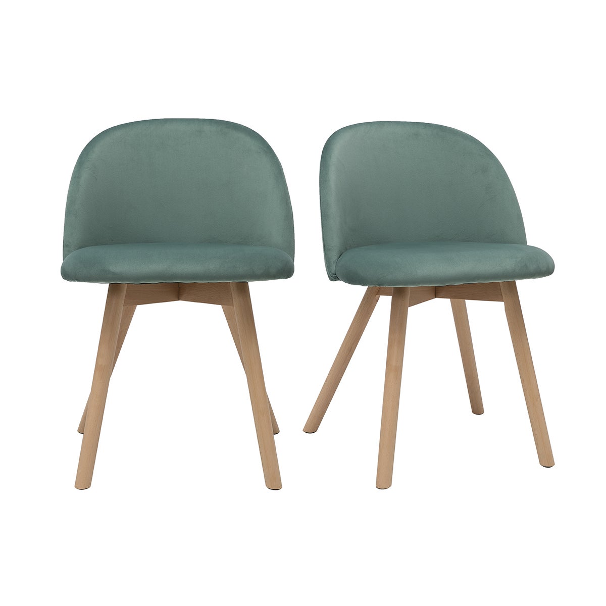 Chaises Scandinaves En Tissu Velours Vert C Ladon Et Bois Clair Massif