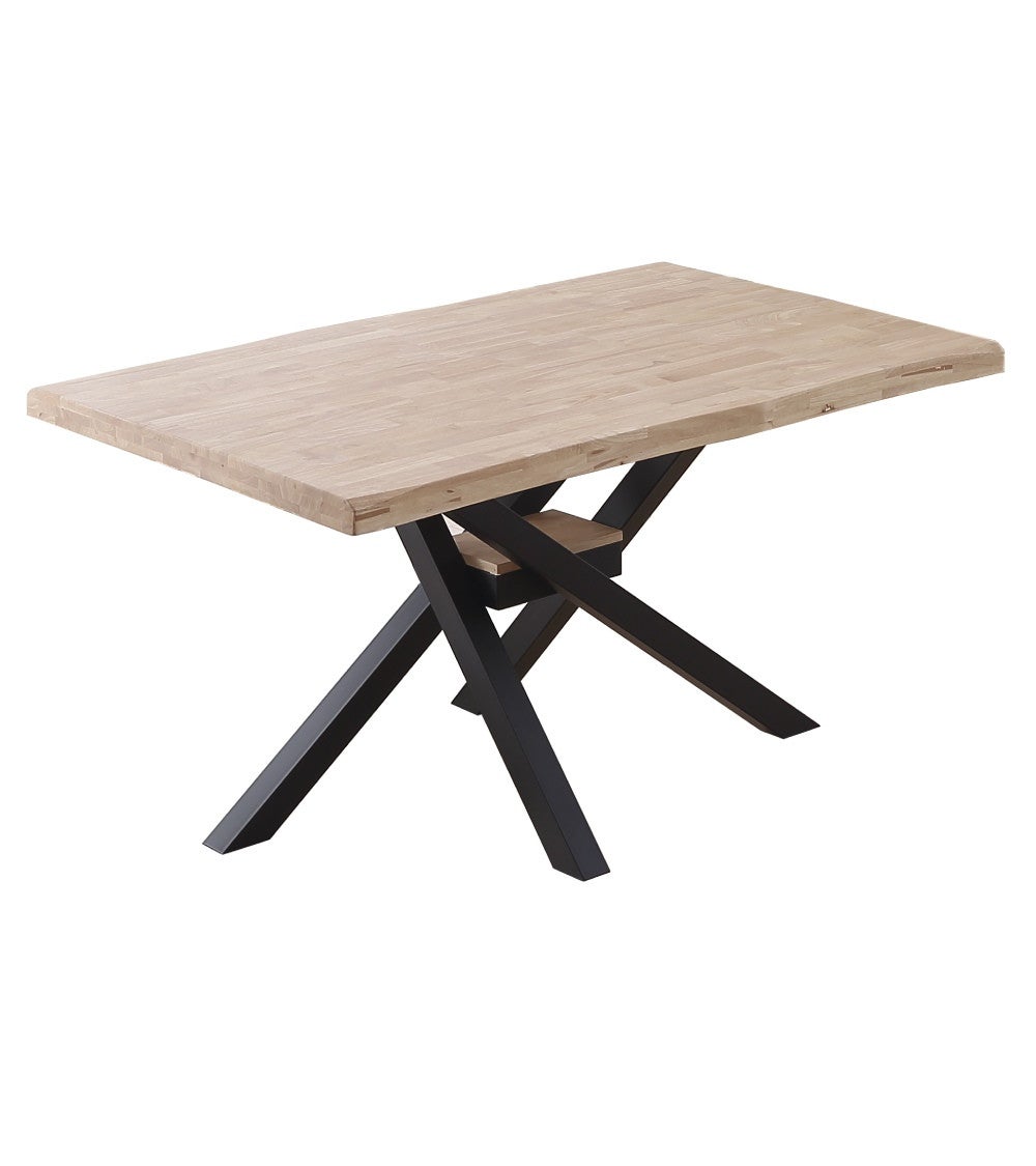 Mesa Comedor Industrial GAEL Madera De Roble Claro Y Patas Metalicas