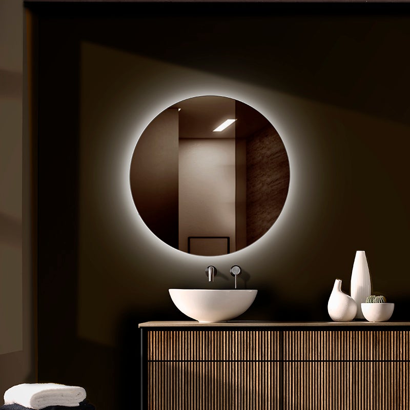 Specchio Da Bagno Rotondo A Led Retroilluminato Alpha Cristaled