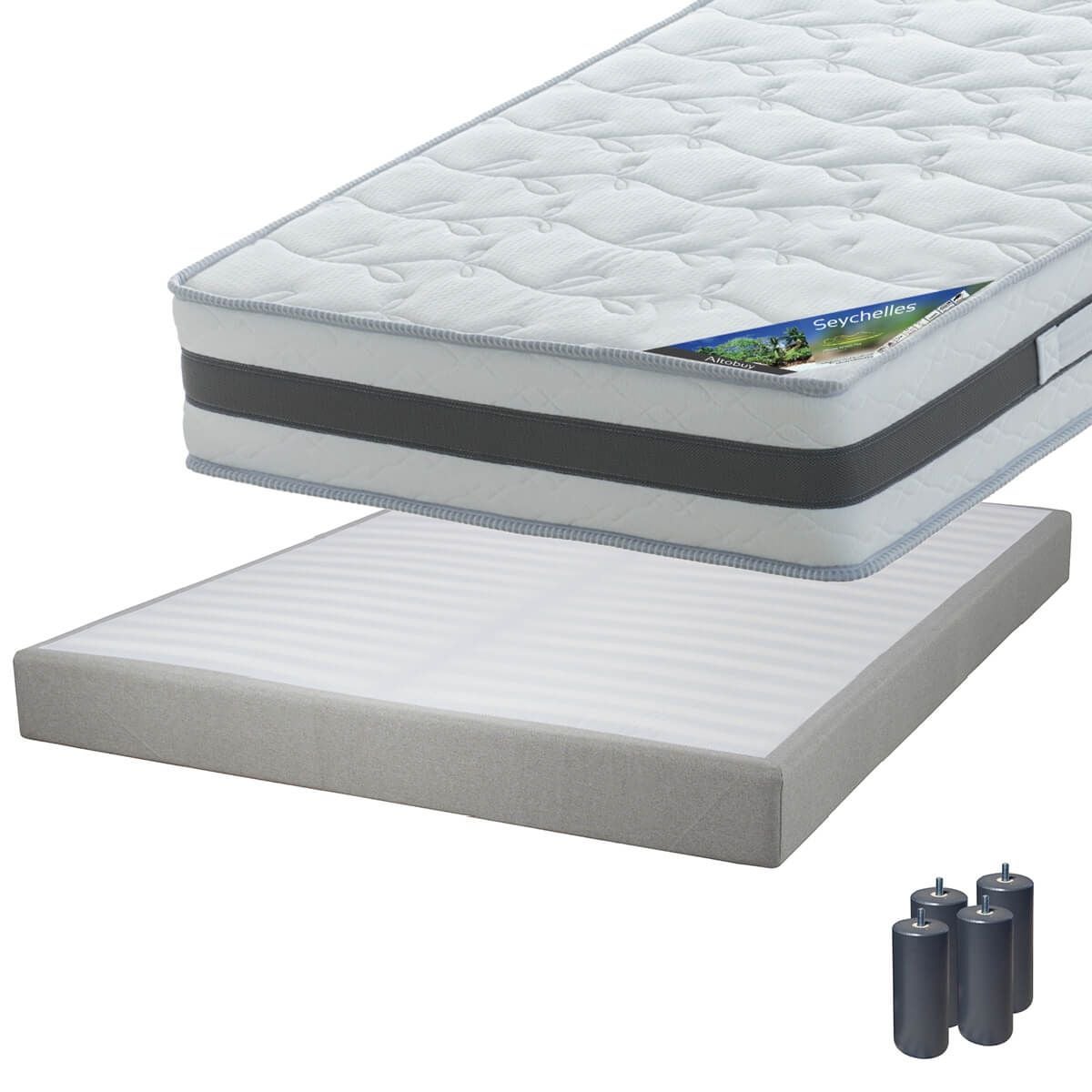 SEYCHELLES Pack Matelas 140x190 Sommier Tapissier Démontable 2x20