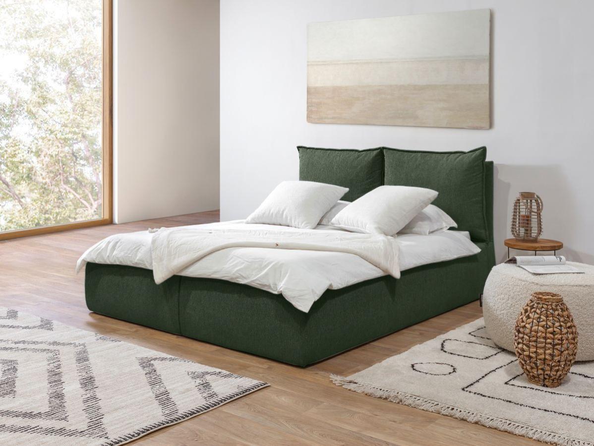 Bobochic Lit Coffre Garance Avec T Te De Lit Effet Oreiller Vert