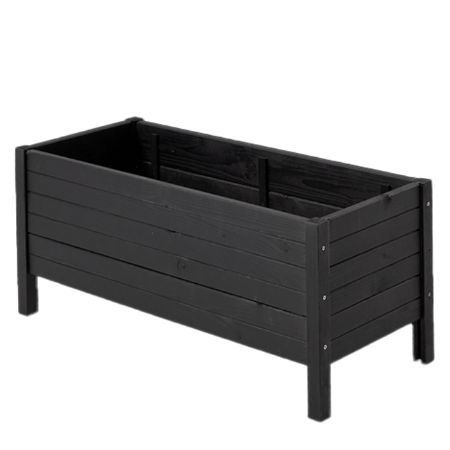 Jardinière bois sur pied 88x37x39cm bois autoclave lasuré noir