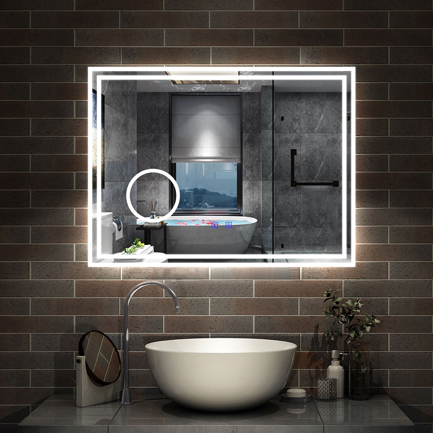 Aica Led Miroir X Cm Bluetooth Miroir Grossissant Tricolore