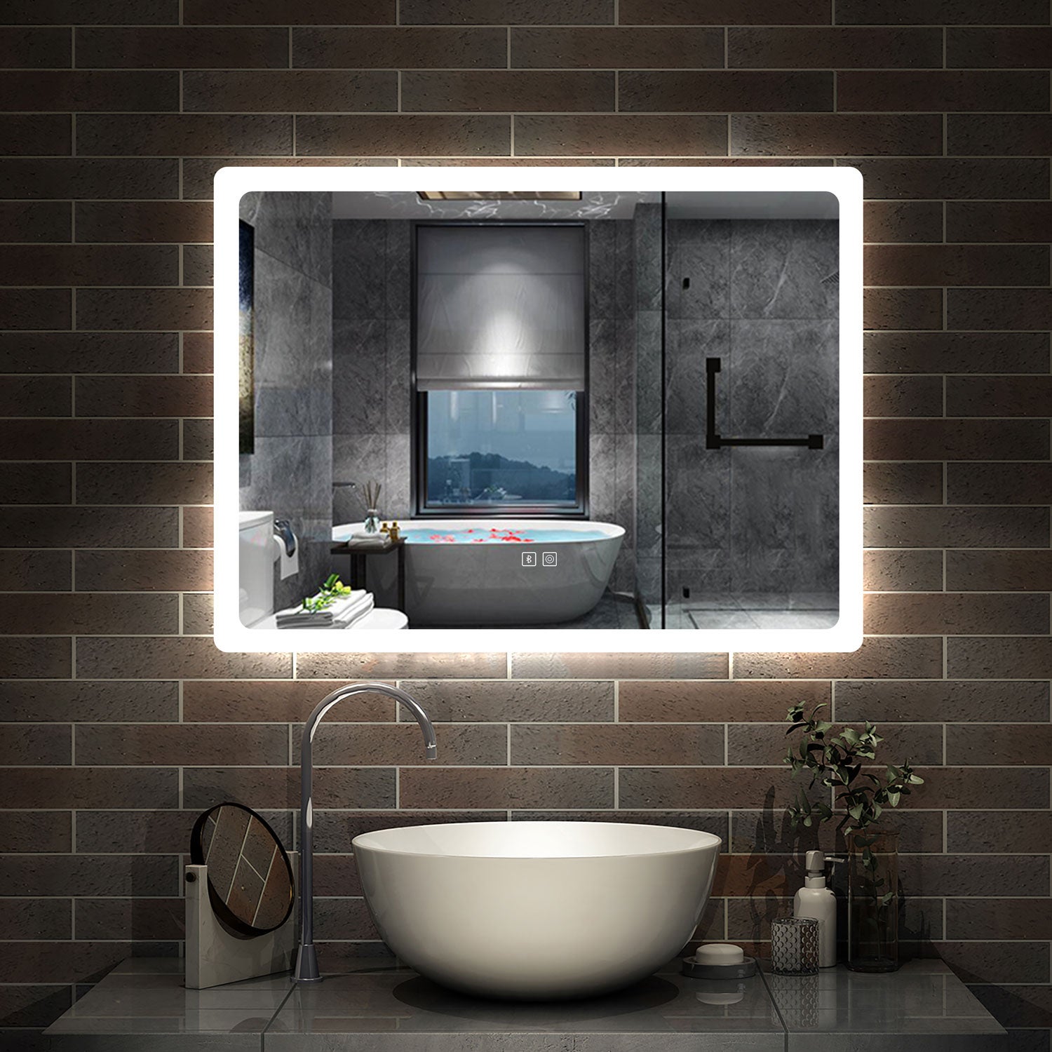 AICA bluetooth anti buée LED 70x50cm tactile miroir salle de bain