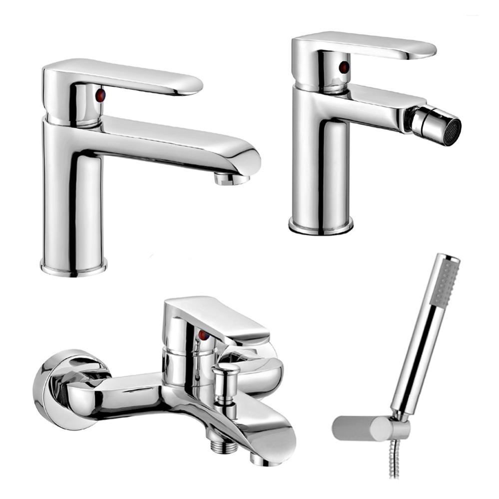 Set Miscelatori Lavabo Bidet E Vasca Cromati Serie Dalila Piletta