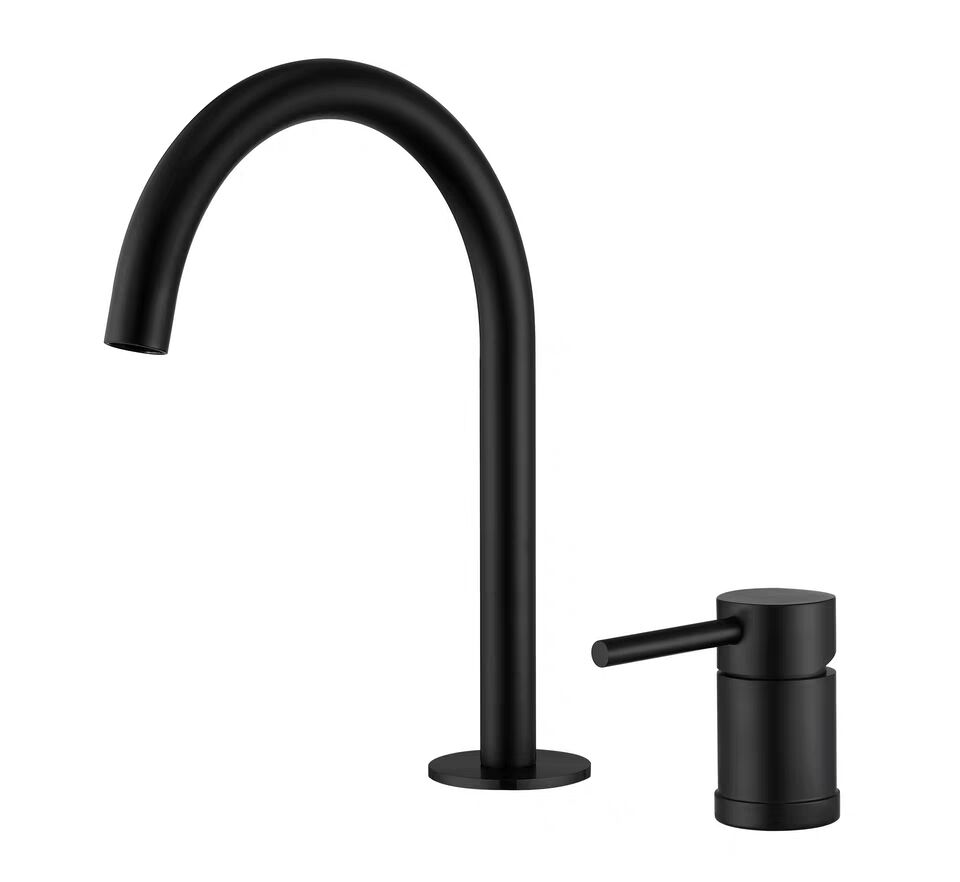 Valaz Grifo De Lavabo Encastrado Monomando Cuello Cisne Negro Mate