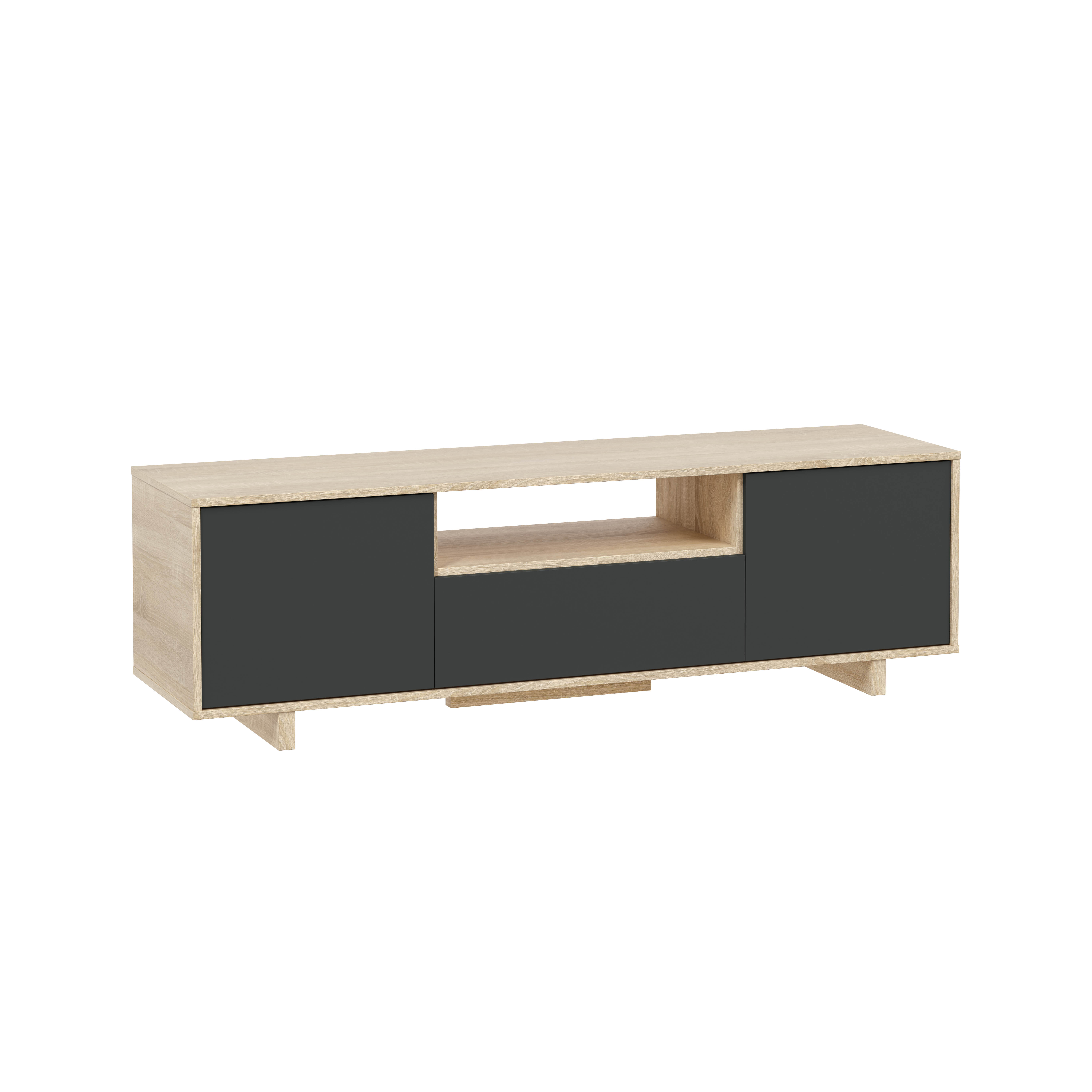 Mueble Tv Zaida Puertas Color Roble Y Gris X Cm Leroy Merlin