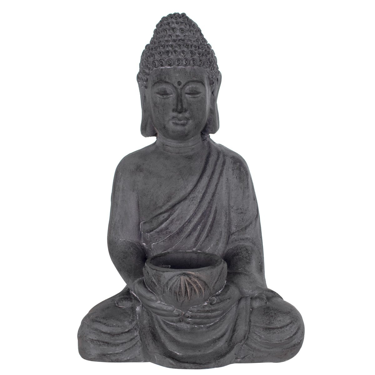 By SIGRIS Figura Buda Gris De Resina 46 21 30cm Figura De Buda Leroy