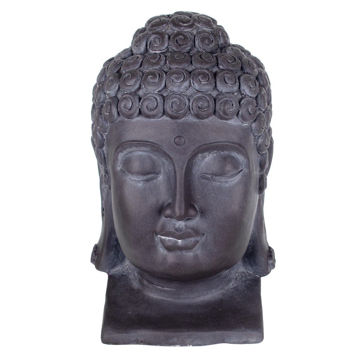 By SIGRIS Figura Cabeza Buda Gris De Resina 40 23 24cm Figura De Buda