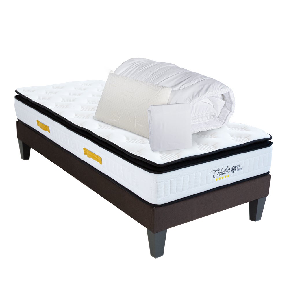 BELLECOUR LITERIE Pack Prêt à dormir CELESTIN 90x200 cm Matelas