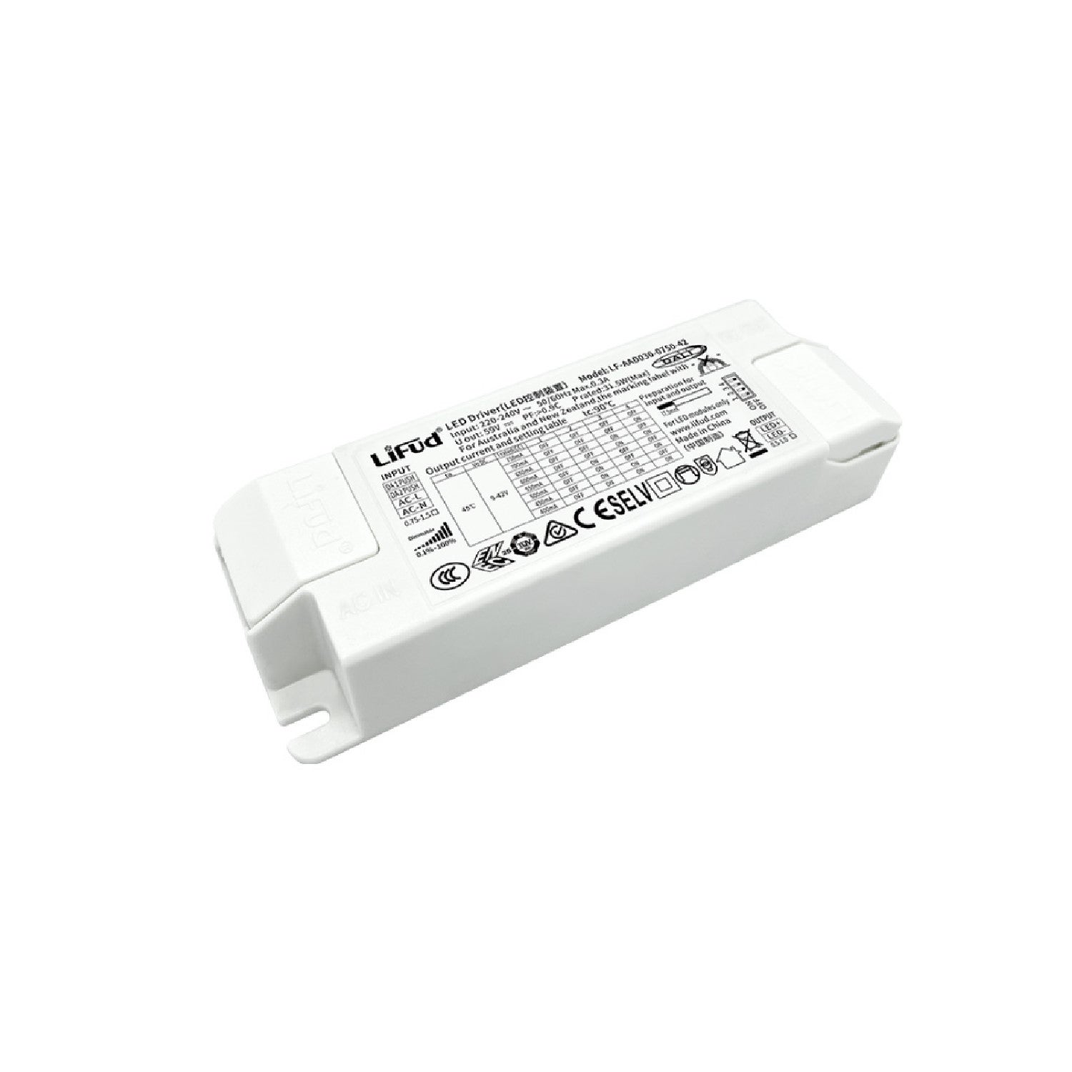 Driver LIFUD Dimmable DALI 220 240V Sortie 9 42V DC 250 500mA 2 25 21W