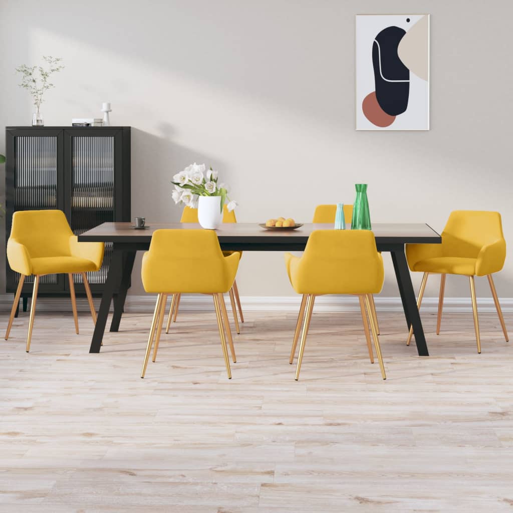 Chaises de salle à manger 6 pcs Jaune Velours vidaXL Leroy Merlin