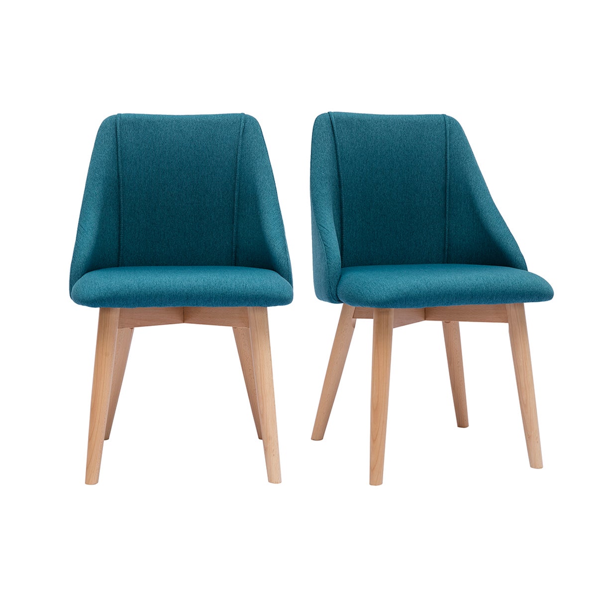 Chaises Scandinaves En Tissu Bleu Canard Et Bois Clair Lot De 2