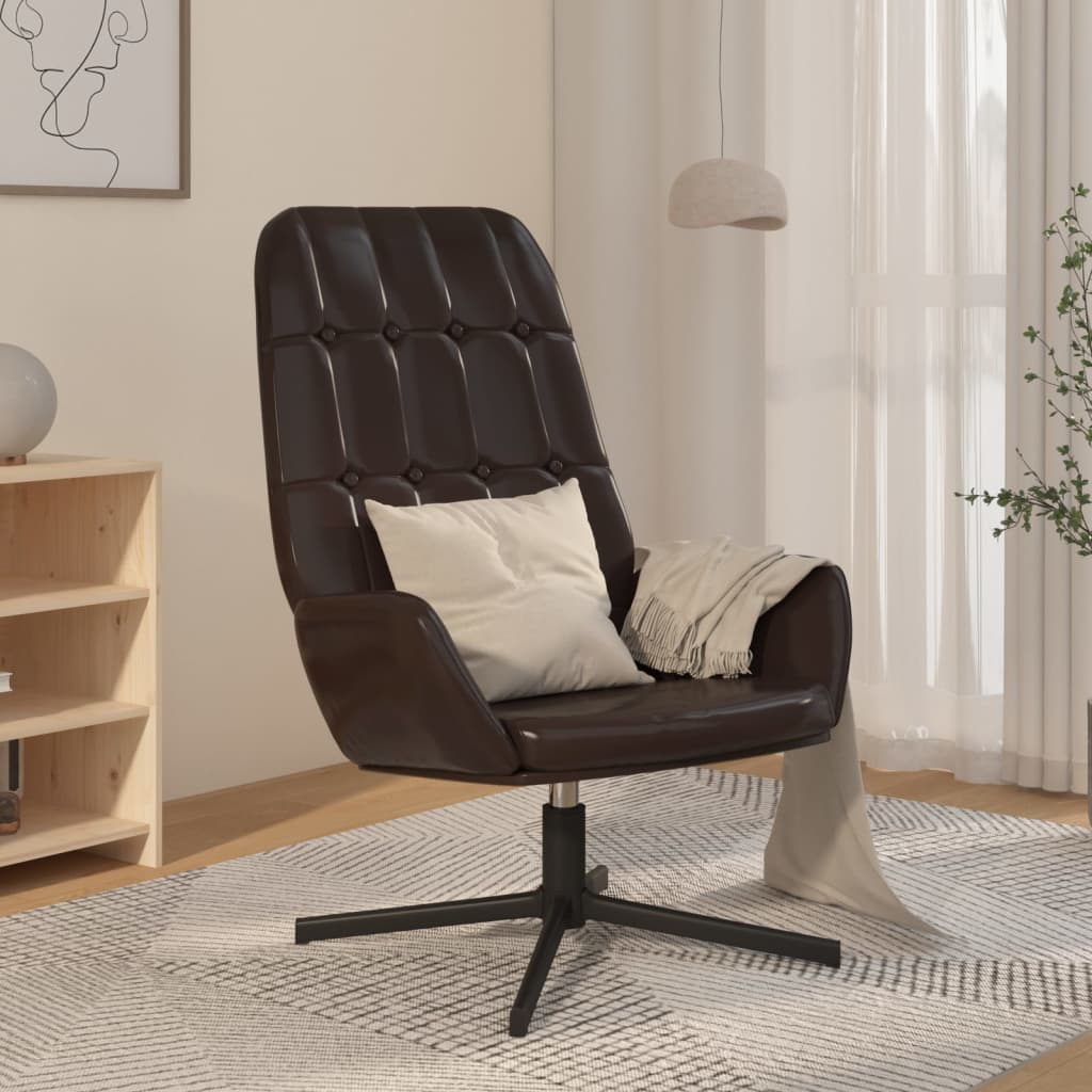 Chaise De Relaxation Marron Brillant Similicuir Vidaxl Leroy Merlin