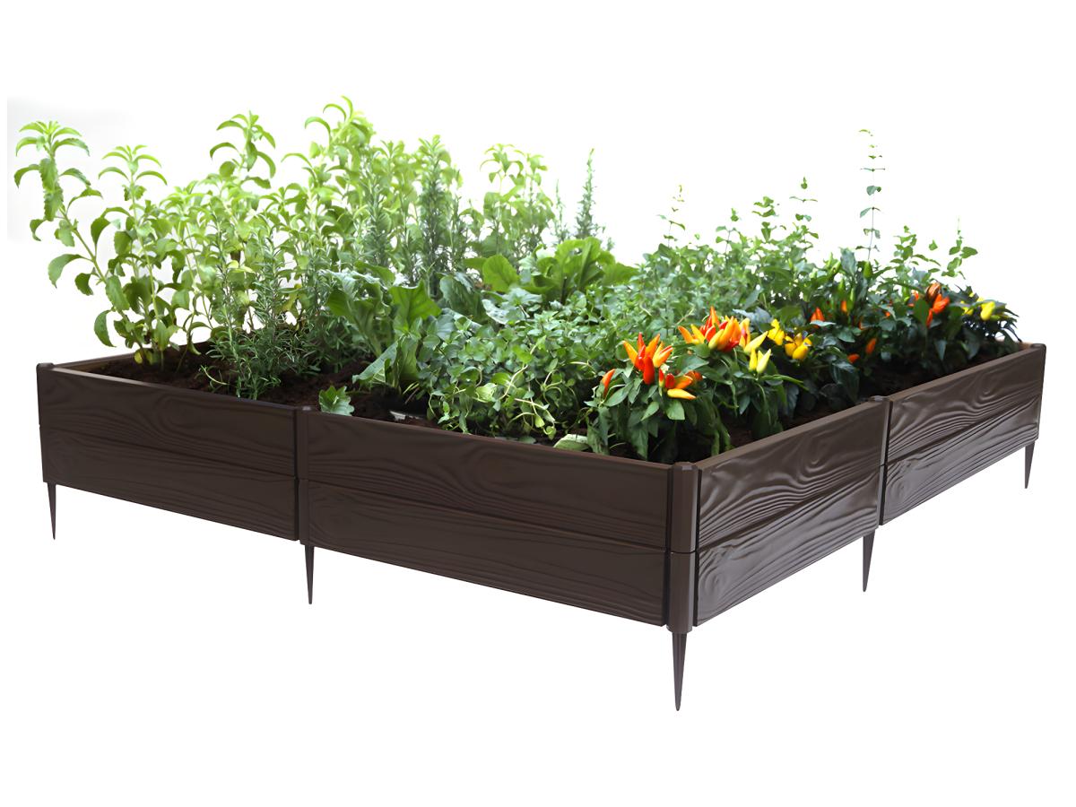 Carré potager modulable en résine 260 litres L120 x L120 x H20 cm