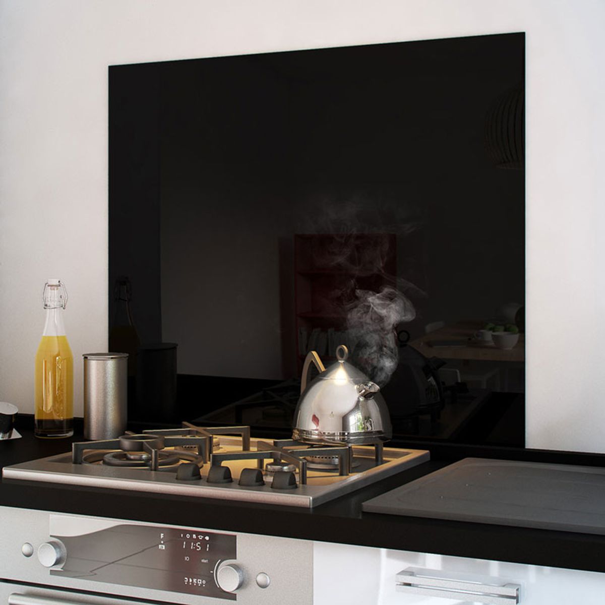 Crédence cuisine fond de hotte verre brillant Noir 600x700 mm Leroy