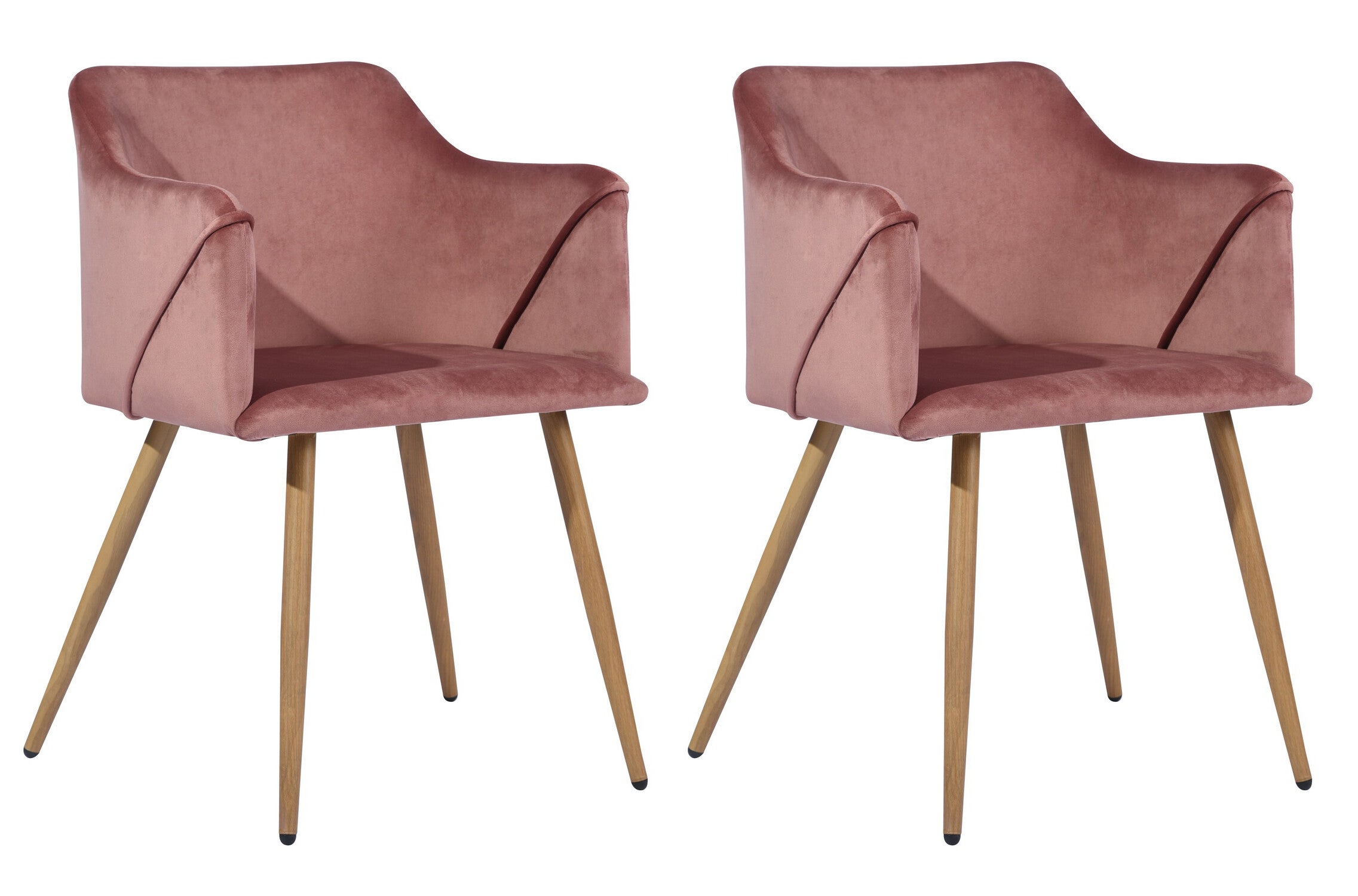 Urban Meuble Lot De Chaises Scandinaves Velours Rose Avec Accoudoirs