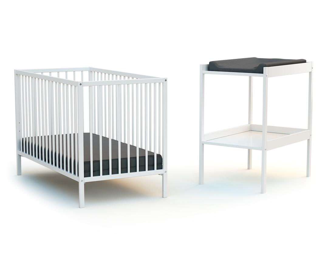 WEBABY Chambre bébé lit et table à langer en bois Leroy Merlin