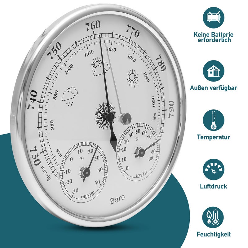 Station météo analogique de 12 à 24 heures Hygromètre Baromètre