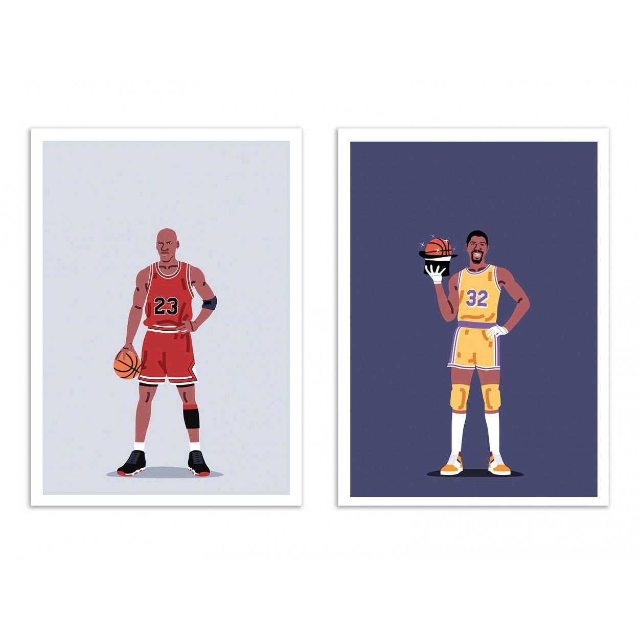 2 Art Posters 30 X 40 Cm Duo Michael Jordan And Magic Johnson Elad