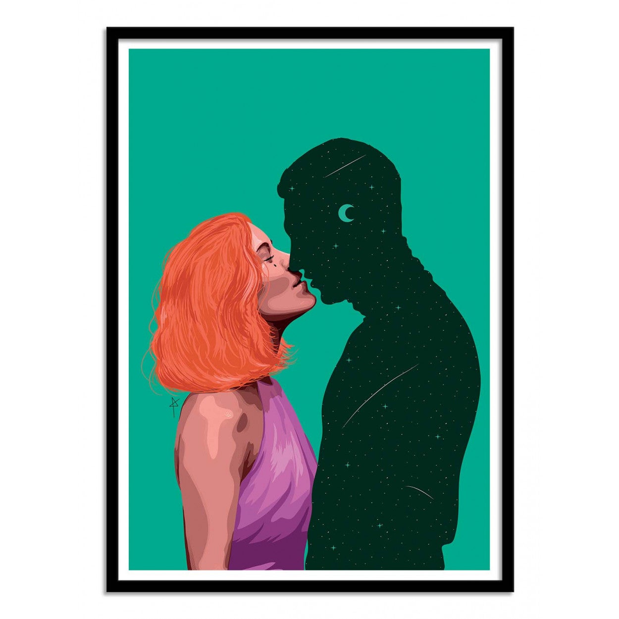 Art Poster Space Kiss Ana Ariane Avec Cadre Noir 30 X 40 Cm