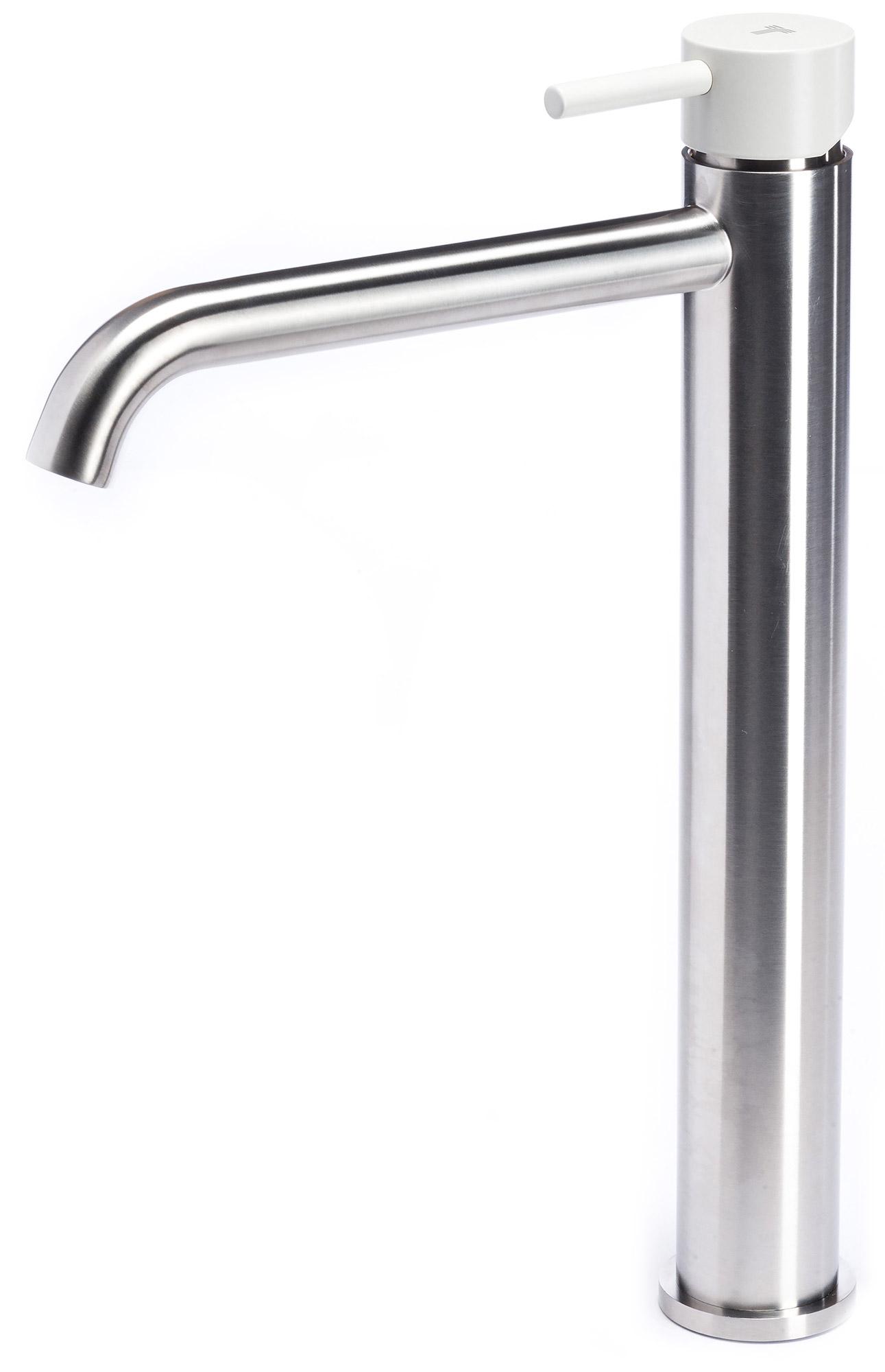 Rubinetto Miscelatore Monocomando Lavabo Alto In Acciaio Inox Satinato