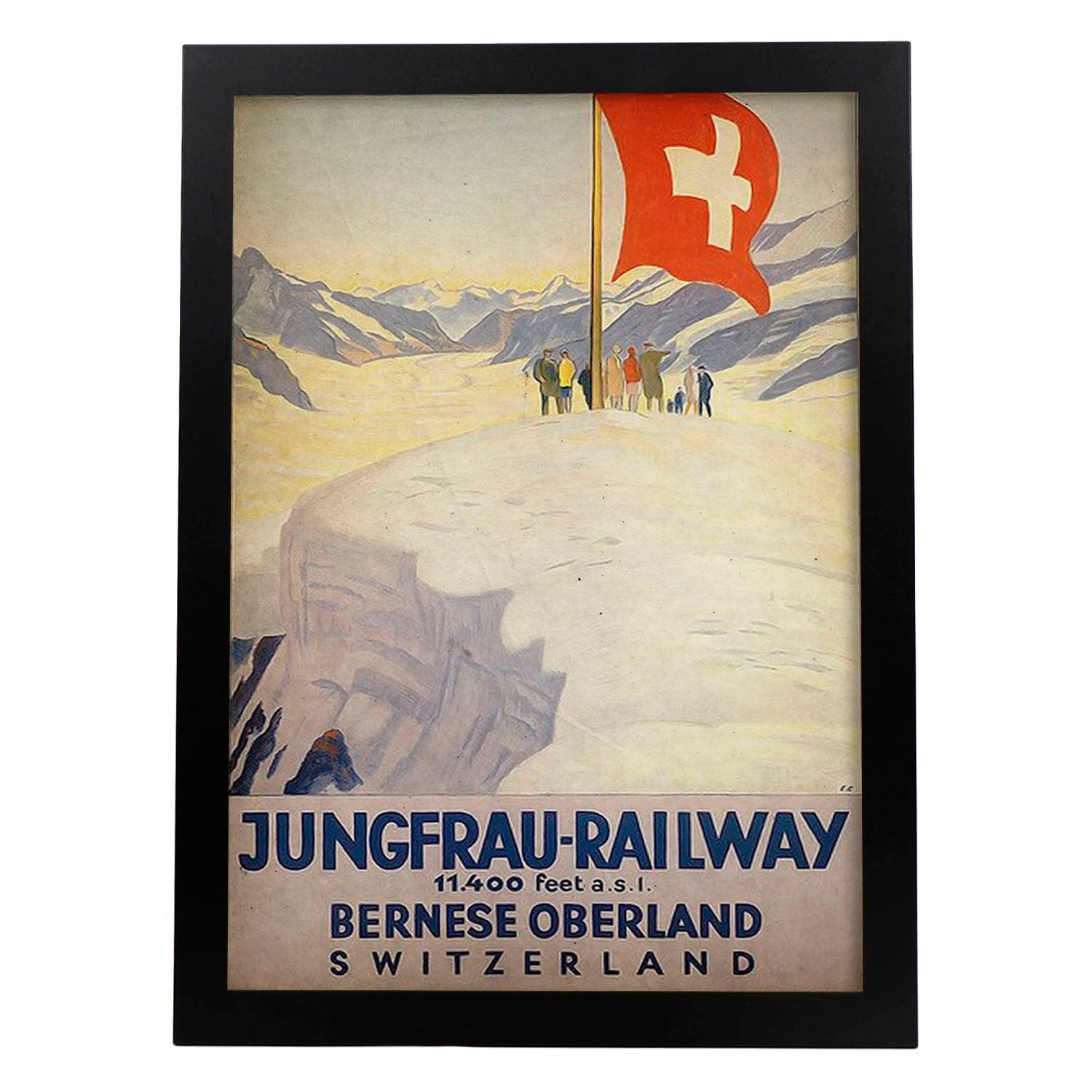 Affiche Vintage De Train Suisse Avec Des Images Publicitaires Vintage