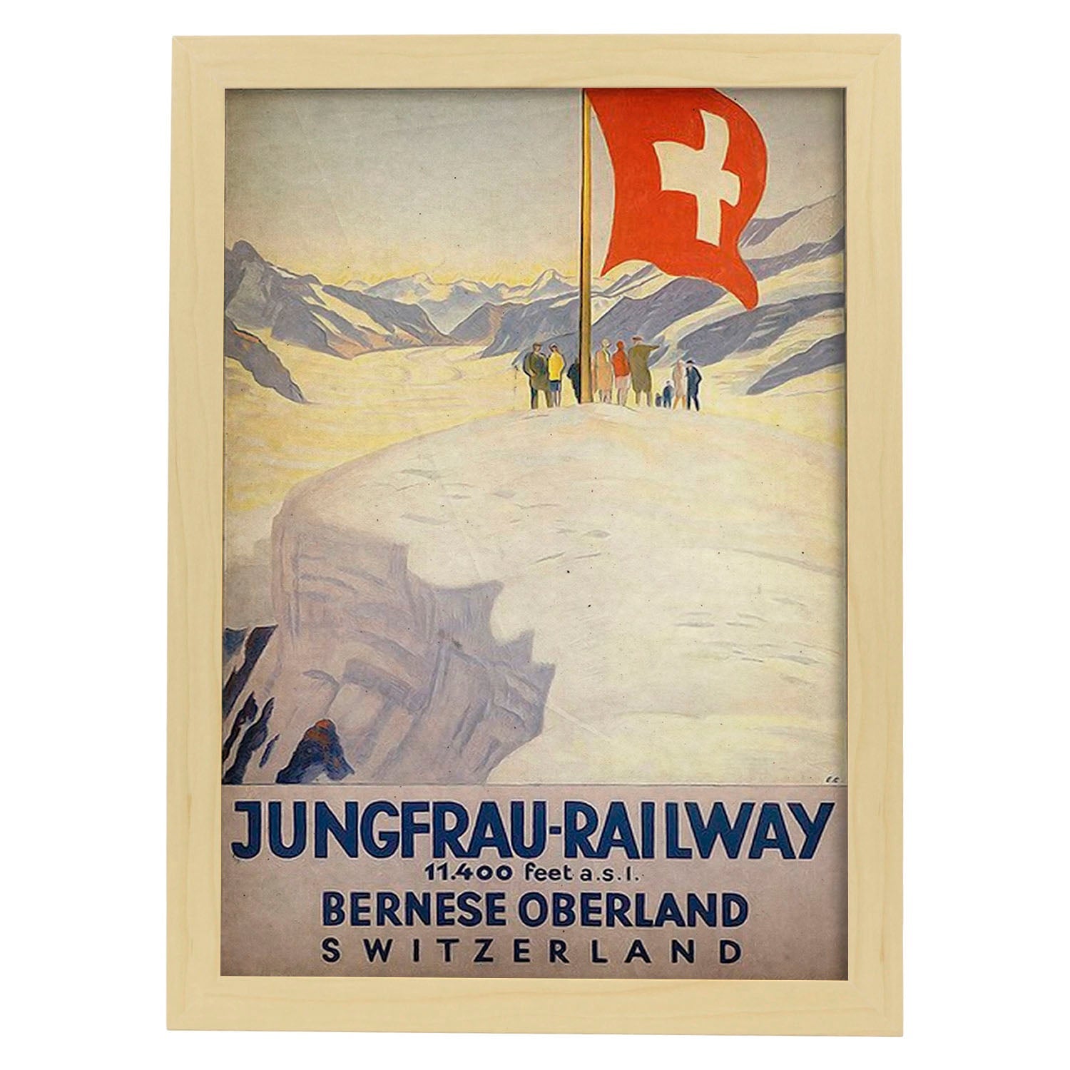 Affiche Vintage De Train Suisse Avec Des Images Publicitaires Vintage