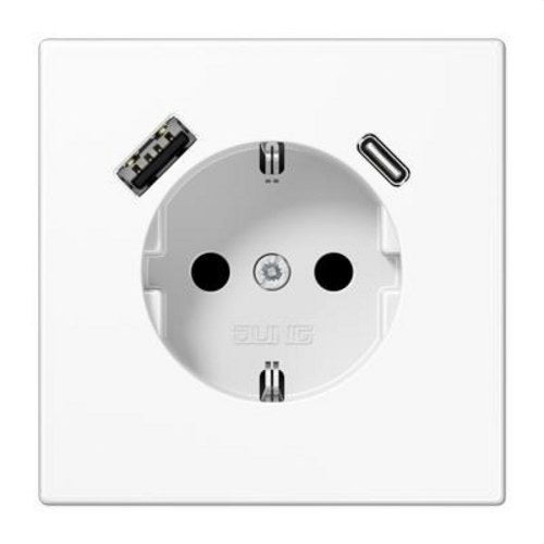 Prise De Courant Schuko Avec Chargeur USB Safety Blanc Alpin LS