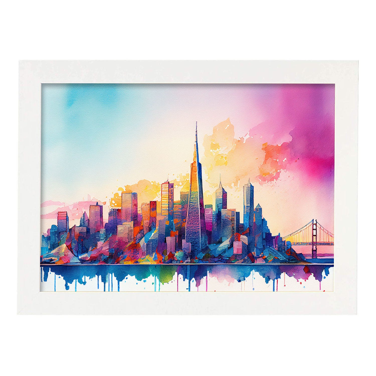 Nacnic San Francisco Affiche Dans L Horizon Abstrait De Style Aquarelle