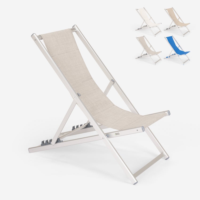 Chaise Longue De Plage Pliable Et R Glable En Aluminium Riccione Gold