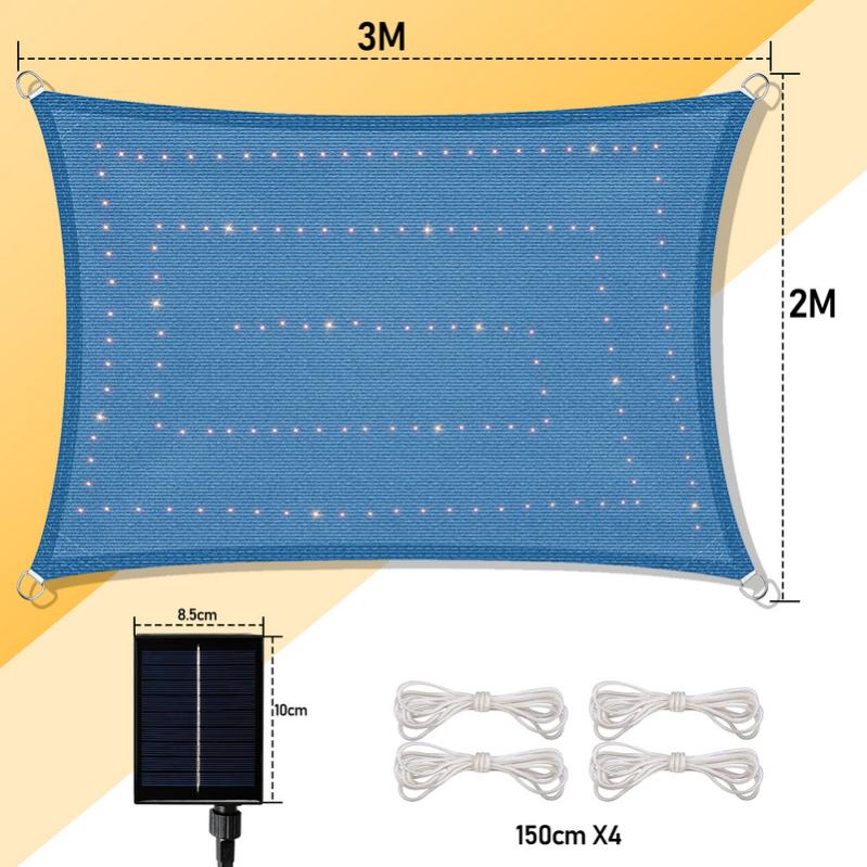 Voile D Ombrage Rectangle 150 Leds 300 X 200 Cm Bleu Leroy Merlin